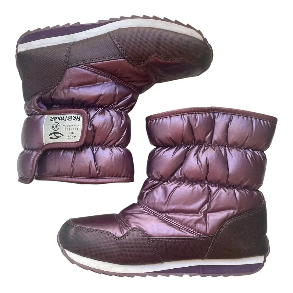 HabiBear Purple Winter Snow Boots Faux Fur Lined Size 7 Outdoor Waterproof